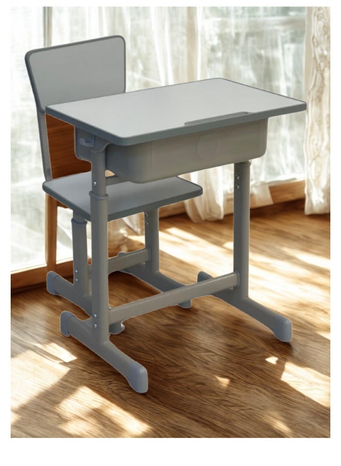 سمارت هوم مكتب دراسي للأطفال مكون من طاولة + كرسي | مجموعة طاولة وكرسي دراسة سطح فايبر وأرجل حديد | مقاس الطاولة 60×40×80 سم والكرسي 30×34×50 سم | طقم دراسة منزلي قابل للتعديل - Image 1