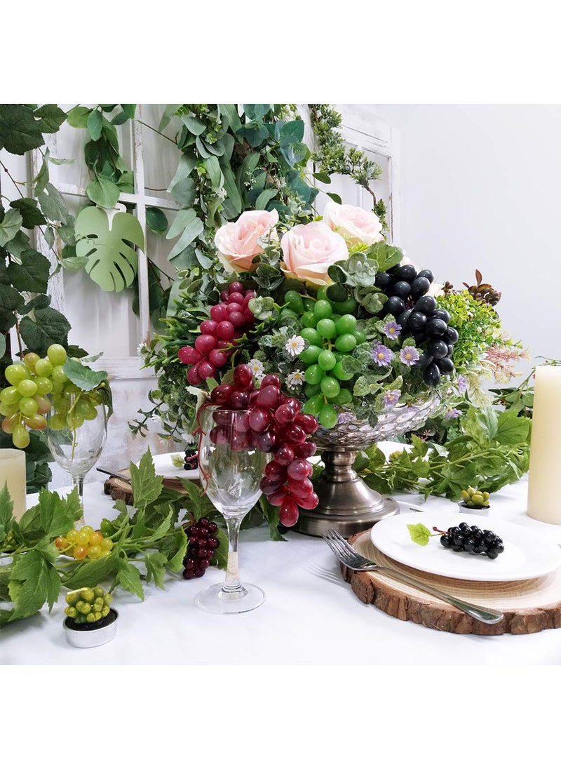 windiy Supla 10 Pack Assorted Artificial Grapes Frosted Grape Clusters Decorative Grapes Bunches Rubber Grape Bundles in Black Purple Red Green for Vintage Wedding Favor Fruit Wine D?cor Faux Fruit Props  - Image 3