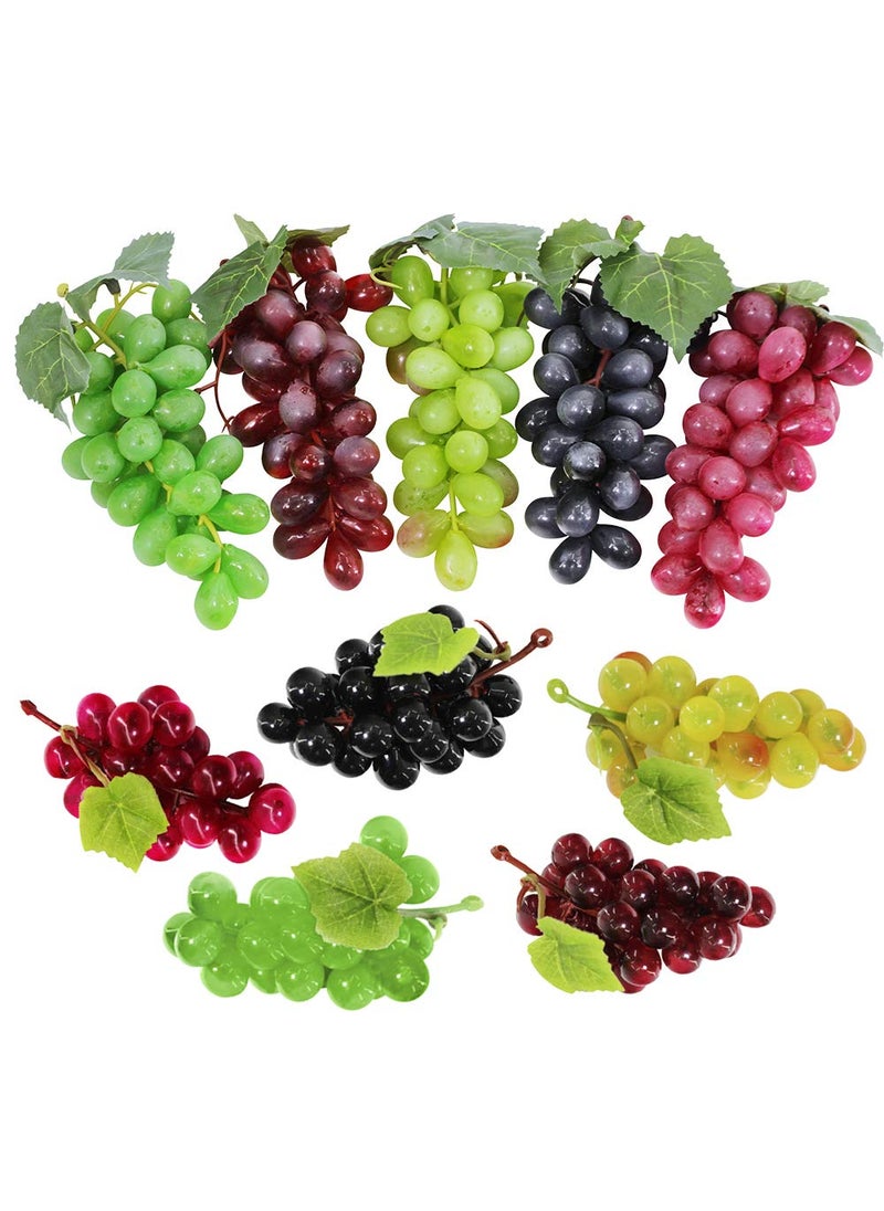 windiy Supla 10 Pack Assorted Artificial Grapes Frosted Grape Clusters Decorative Grapes Bunches Rubber Grape Bundles in Black Purple Red Green for Vintage Wedding Favor Fruit Wine D?cor Faux Fruit Props  - Image 1