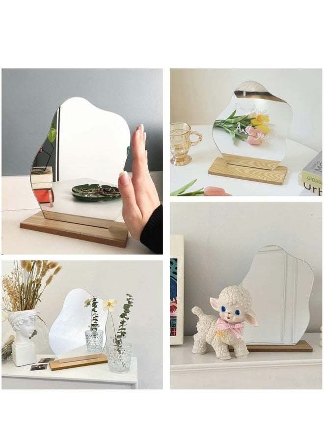 ShebSheb - Acrylic Makeup Mirror, Aesthetic Room Decor Mirror With Wooden Base(Cloud) - Image 1