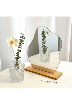 ShebSheb Acrylic Makeup Mirror, Aesthetic Room Decor Mirror With Wooden Base(Cloud)  - Image 1