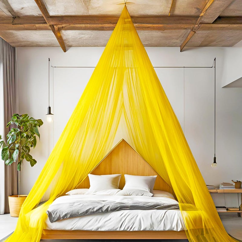 1iAM Yellow Decoration Net 1pc Transparent 5x15m 164x5ft Large Reusable Soft Wrinkle Free Nylon Made Backdrop Net for Home Office Party Decor Suitable for Birthdays Anniversary Event