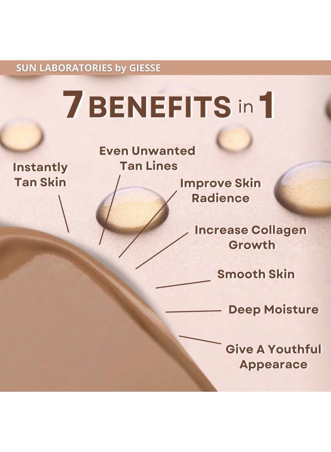 SUN LABORATORIES (237مل (عبوة واحدة)، متوسطة) - لوشن تان ذاتي من صن لابوراتوريز لتسمير البشرة ليلاً بدون شمس وقفاز للحصول على توهج ذهبي - متوسطة - زجاجة 237مل وقفاز - Image 4