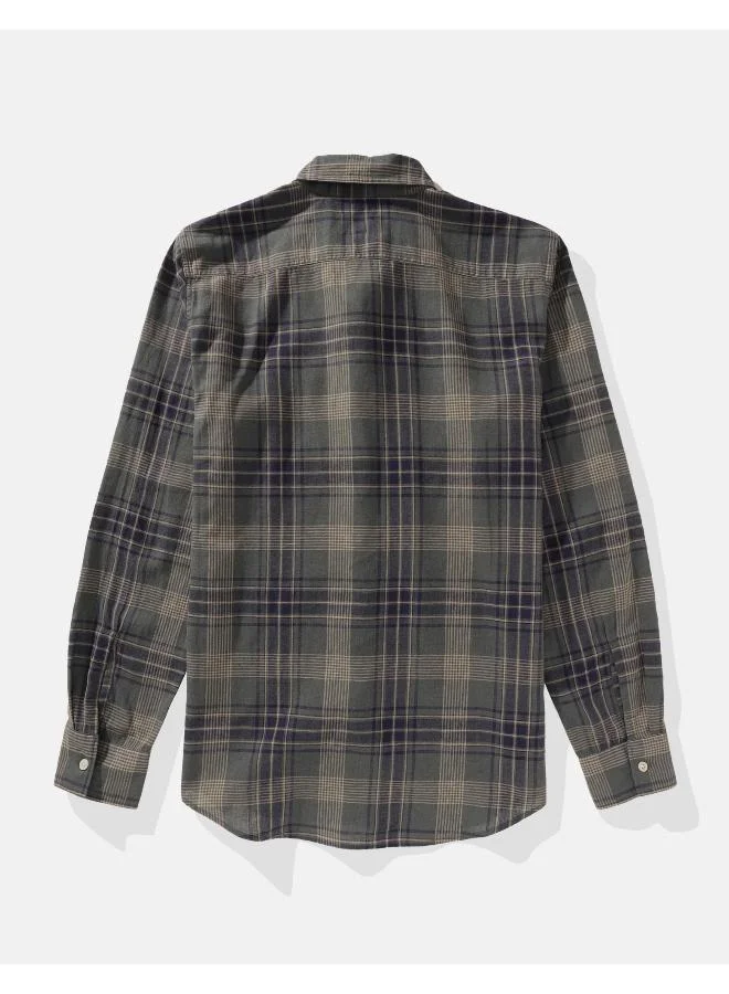 امريكان ايجل AE Slim Fit Everyday Plaid Linen-Blend Button-Up Shirt