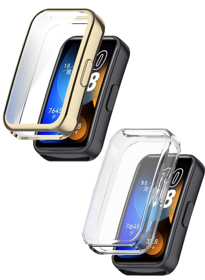 2 Pcs For Huawei Band 8/Huawei Band 9/Huawei Band 10 TPU Protective Case Cleas/Gold  - Image 1