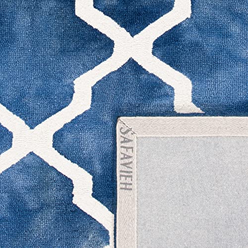 SAFAVIEH Dip Dye Collection 2'3" x 6' Navy/Ivory DDY540N Handmade Moroccan Watercolor Premium Wool Runner Rug - Image 4