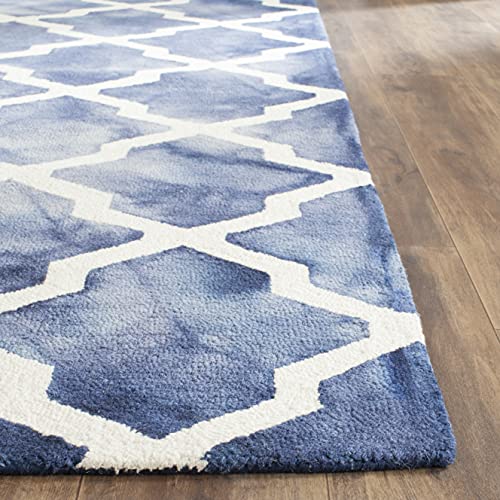 SAFAVIEH Dip Dye Collection 2'3" x 6' Navy/Ivory DDY540N Handmade Moroccan Watercolor Premium Wool Runner Rug - Image 3