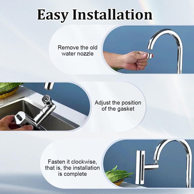 VAJIN Sink Waterfall Faucet Sprayer Attachment 360 Rotatable Waterfall Kitchen Tap Head ReplacementAntiSplash Faucet Nozzle Head with Hose and Universal Connector 55 X 34 X 2 Inch - Image 5