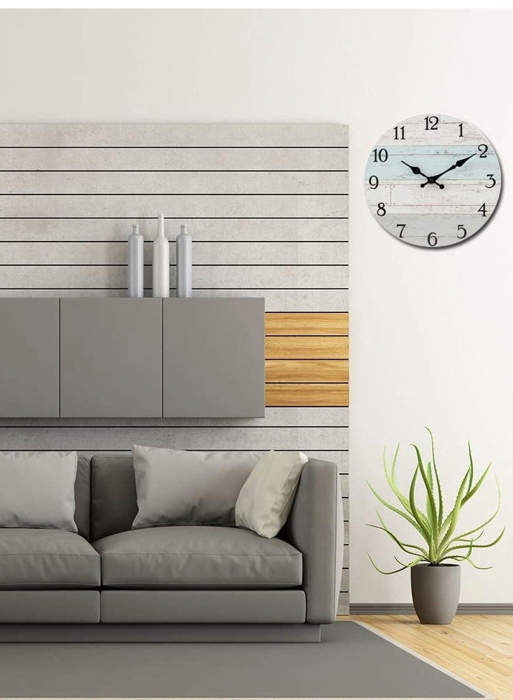 KASTWAVE Silent Wooden Round Wall Clock, Vintage Rustic Country Style Wooden Round Wall Clock(10 In) - Image 2