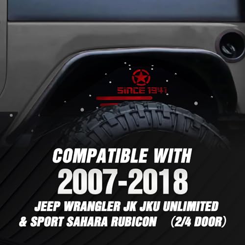 YZONA Rear Inner Fender Liners Compatible with 2007-2018 Jeep Wrangler JK & JKU Unlimited, Bolt-on Style Wheel Well Cover Steel Mud Guards Fenders Flares (2/4 Doors), Black - Image 2