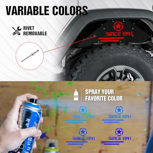 YZONA Rear Inner Fender Liners Compatible with 2007-2018 Jeep Wrangler JK & JKU Unlimited, Bolt-on Style Wheel Well Cover Steel Mud Guards Fenders Flares (2/4 Doors), Black - Image 5