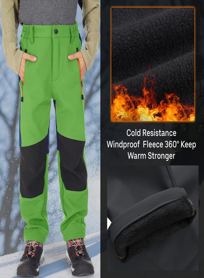 Jessie Kidden Kids Boys Girls Youth Waterproof Windproof Hiking Ski Snow Pants Elastic Waist Warm Insulated Fleece Lined Winter Pants (16010 Green-new, 8-9 Years) - Image 4