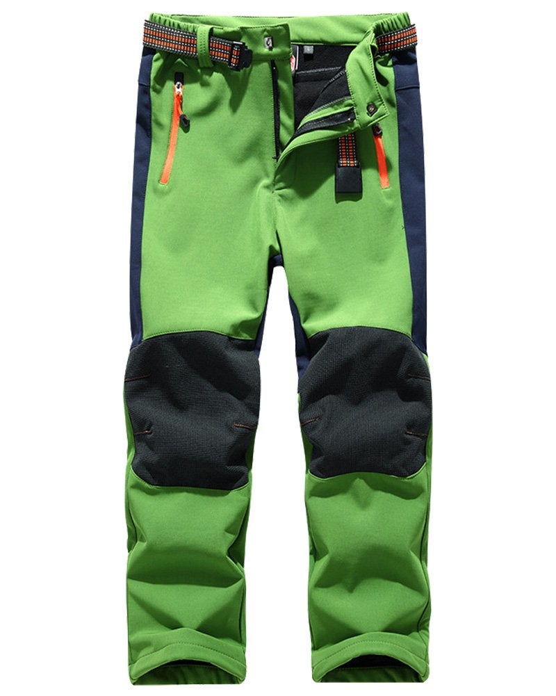 Jessie Kidden Kids Boys Girls Youth Waterproof Windproof Hiking Ski Snow Pants Elastic Waist Warm Insulated Fleece Lined Winter Pants (16010 Green-new, 8-9 Years) - Image 1