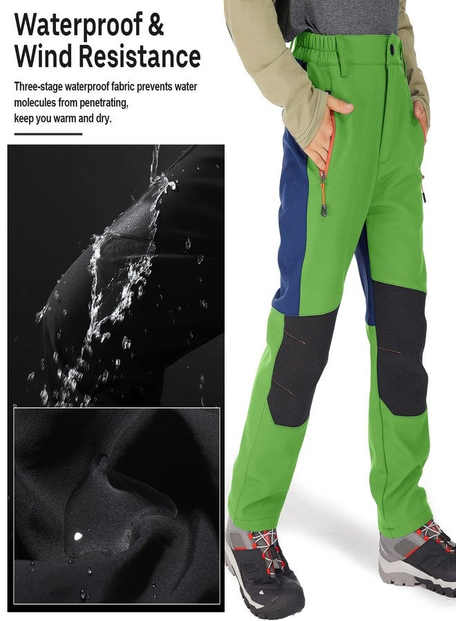 Jessie Kidden Kids Boys Girls Youth Waterproof Windproof Hiking Ski Snow Pants Elastic Waist Warm Insulated Fleece Lined Winter Pants (16010 Green-new, 8-9 Years) - Image 3