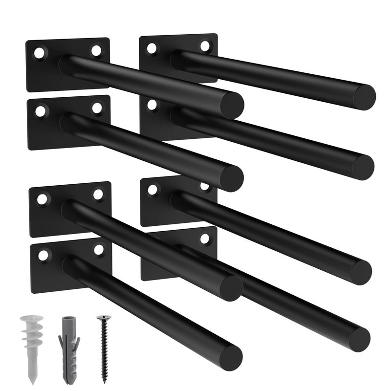 LEOPO Black 8Pack 8 inch Floating Shelf Brackets Hidden Shelf Bracket for Wood Concealed Blind Shelving SupportInvisible Coated Brackets for DIY DecorativeFit for Kitchen BathroomStudy Room - Image 2