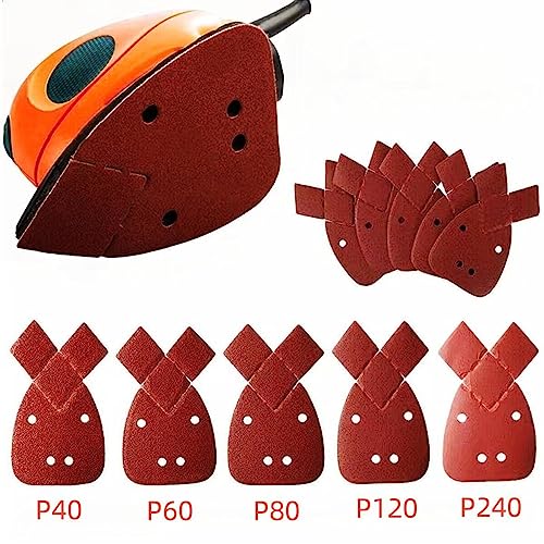 DUSJVYUE 50pcs 120 Grit Sanding Sheets for Black and Decker Mouse Sanders,4 Holes Hook and Loop Mouse Sander Pads,with Additional 2 Replacement Tips,Palm Detail Sander Sandpaper,Sanding Pads - Image 3