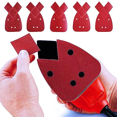DUSJVYUE 50pcs 120 Grit Sanding Sheets for Black and Decker Mouse Sanders,4 Holes Hook and Loop Mouse Sander Pads,with Additional 2 Replacement Tips,Palm Detail Sander Sandpaper,Sanding Pads - Image 4