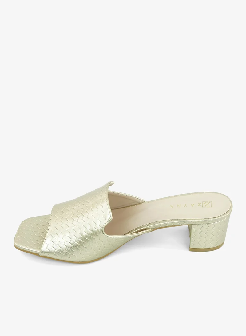Zayna Gold 221-310 Zayna Ladies Classic Low Block Slides 18F8827-0629 Gold for Women | Best Price UAE