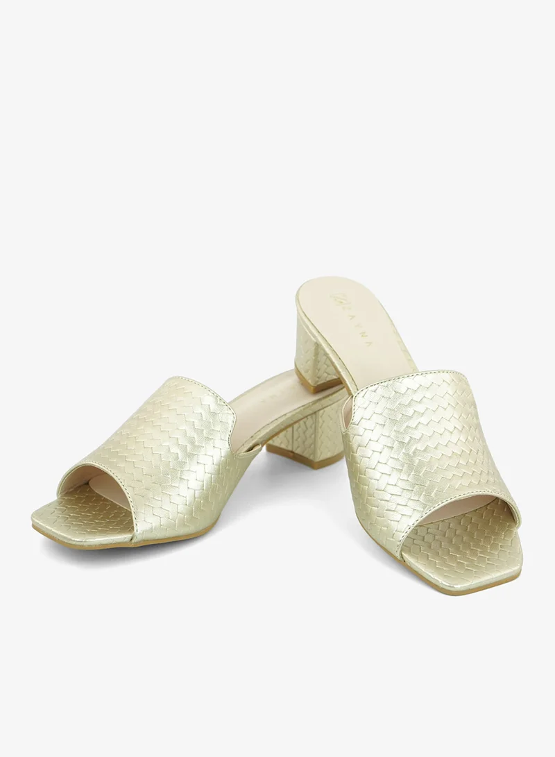 زينة 221-310 Zayna Ladies Classic Low Block Slides 18F8827-0629 Gold