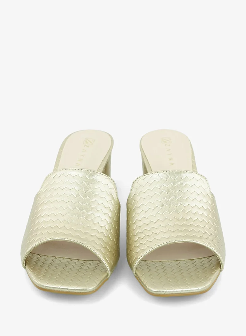 Zayna Gold 221-310 Zayna Ladies Classic Low Block Slides 18F8827-0629 Gold for Women | Best Price UAE