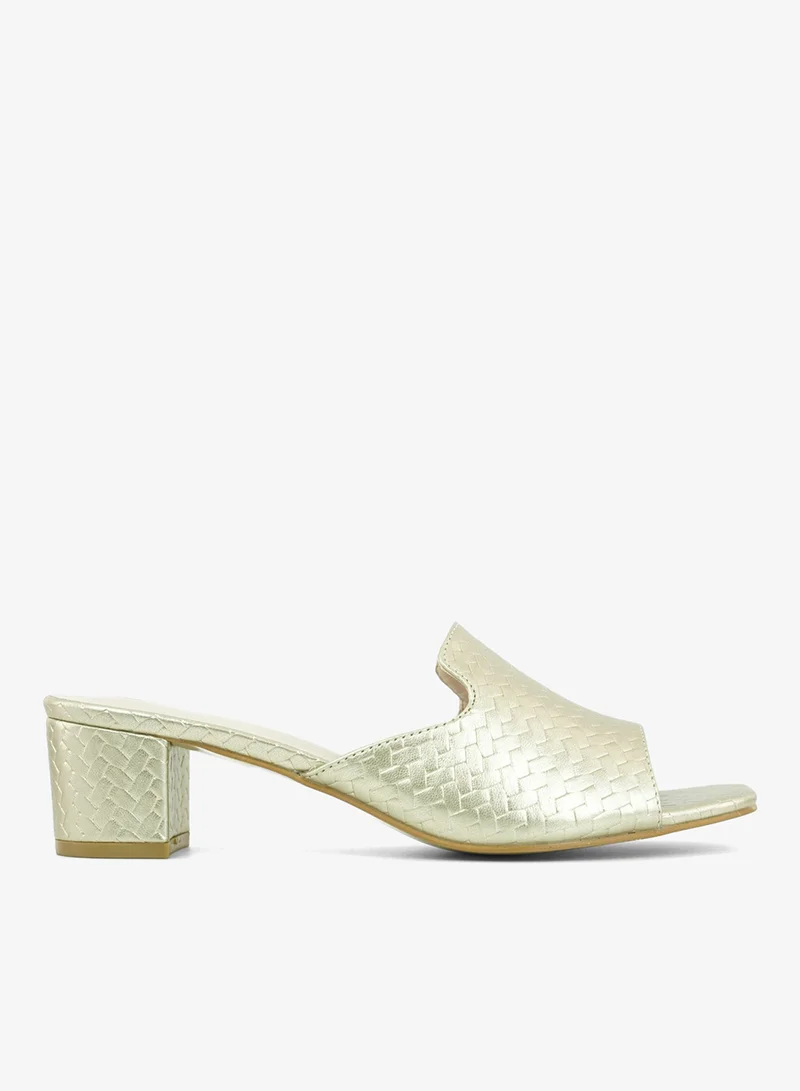 زينة 221-310 Zayna Ladies Classic Low Block Slides 18F8827-0629 Gold