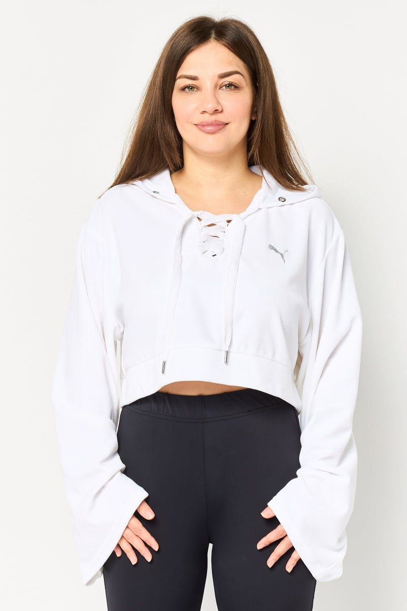 PUMA Women Sportswear Fit Long Sleeve Outdoor Hoodie, White - Image 1