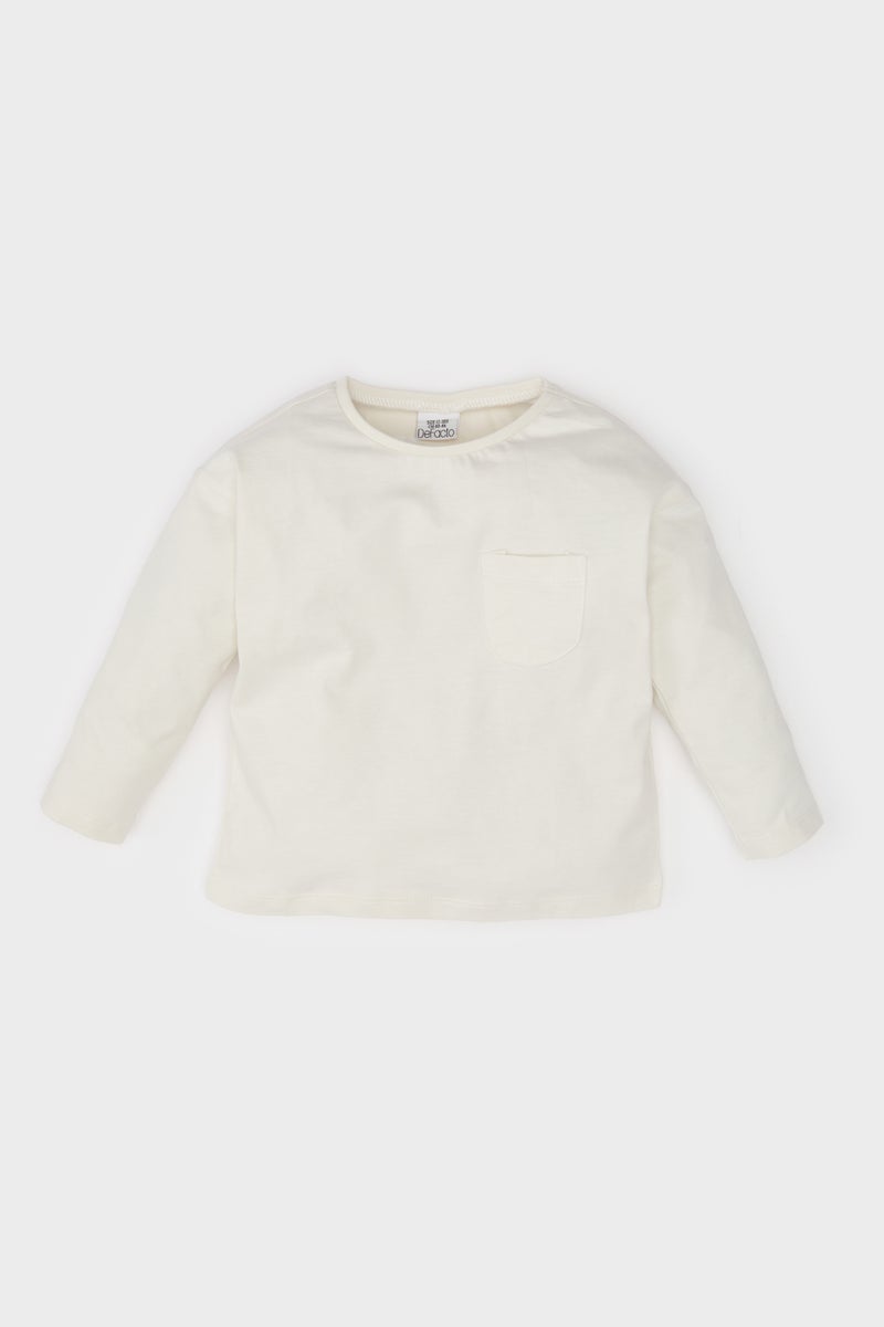 ديفاكتو تيشيرت بيبي بناتي كم طويل قصة عادية بياقة مستديرة - Image 1