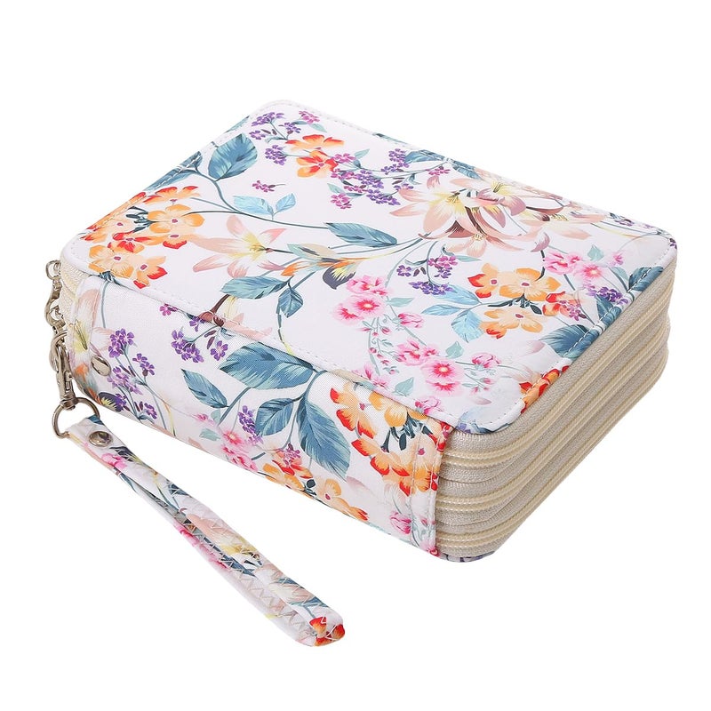 Lbxgap Portable Colored Printing Pattern Pencil Case Holds 72 pcs Pencils Bag Organizer with Handy Wrap Portable Multilayer Holder for Watercolor Pens or Markers Pencil Case Organizer for Artist