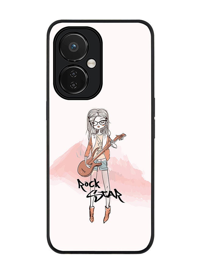 Stylizedd Rugged Black edge case for Nord CE 3 Lite Slim fit Soft Case Flexible Rubber Edges Anti Drop TPU Gel Thin Cover - Rockstar Girl - Image 1