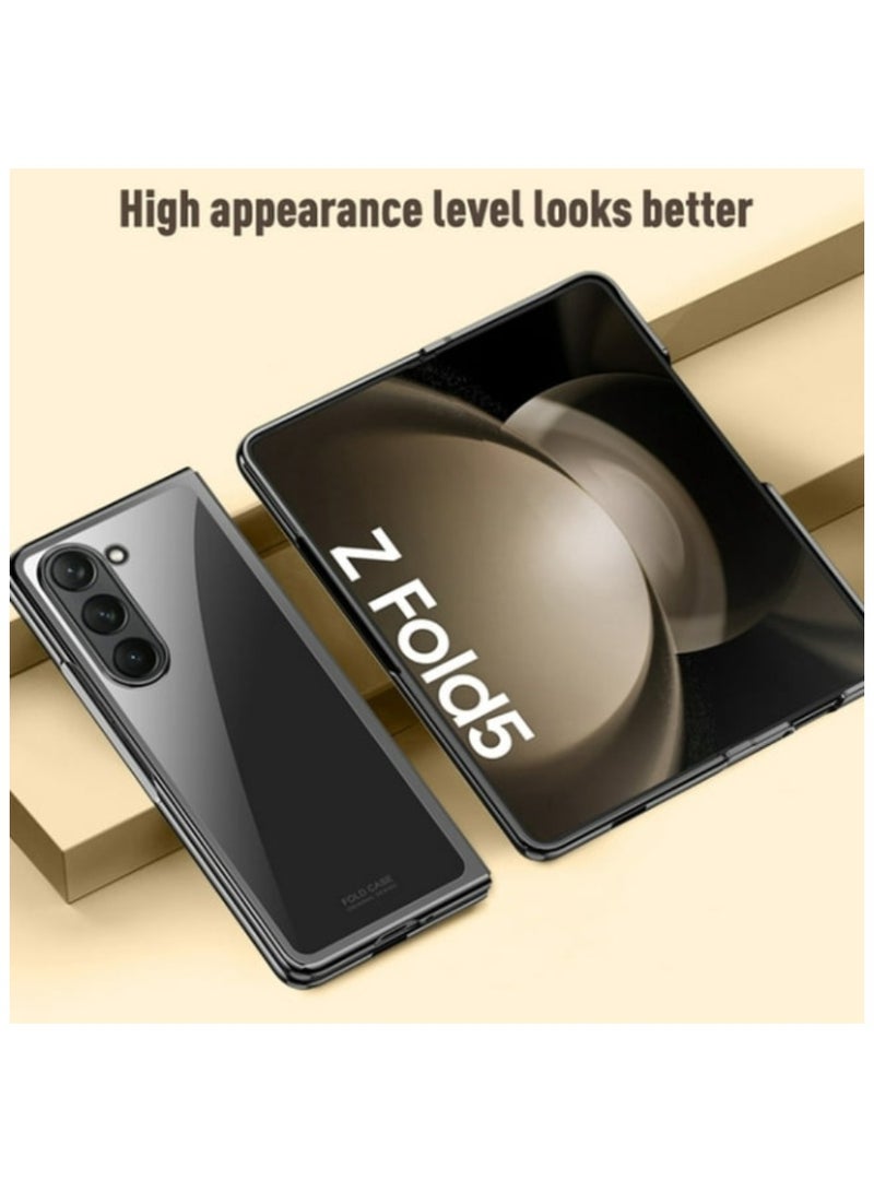 AROAQ Clear Case for Samsung Galaxy Z Fold 5,Luxury Plating Anti-Yellow Transparent Crystal Hard PC Anti-Scratch Ultra Slim Phone Cover for Samsung Galaxy Z Fold 5 5G - Image 3