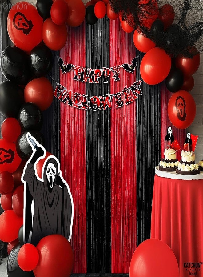 KatchOn Red and Black Fringe Curtain - 6.4x8 Ft Pack of 2 | Red and Black Streamers for Casino Theme Party Decorations | Foil Fringe for Anniversary, Bachelorette | Graduation Decorations 2026 - Image 3
