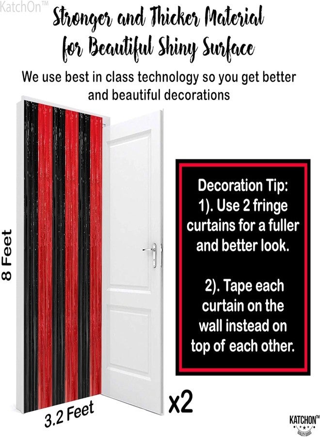 KatchOn Red and Black Fringe Curtain - 6.4x8 Ft Pack of 2 | Red and Black Streamers for Casino Theme Party Decorations | Foil Fringe for Anniversary, Bachelorette | Graduation Decorations 2026 - Image 5