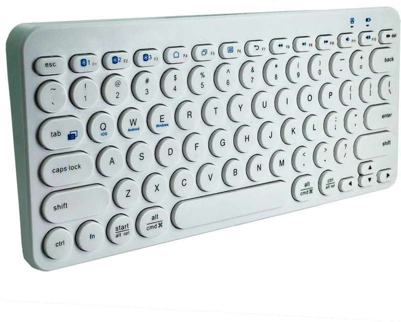 CoverZone B380 Bluetooth Connected Slim Design Compatible With iPad Q Keyboard For Phone Tablet White