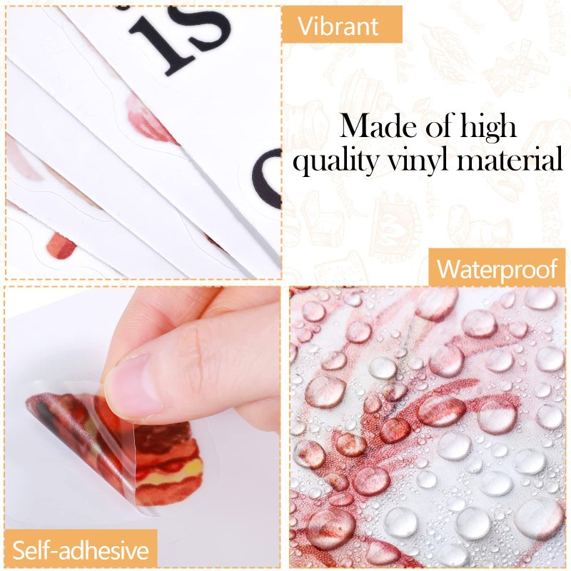 Chinco Chefs Peel and Stick Wall Decals Italian Fat Chefs Cooking Wall Sticker Wine Cake for Kitchen Restaurant Dining Room Home Decoration, 6 Sheets - Image 3