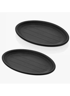KULSAN Matte Black Oval Melamine Serving Plate Set  2 Pcs 32 CM  - Image 1