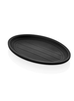 KULSAN Matte Black Oval Melamine Serving Plate Set  2 Pcs 32 CM  - Image 2