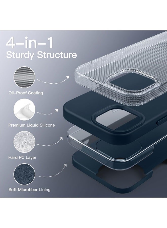 Jetech Silicone Case for iPhone 14 Pro 6.1-Inch, Silky-Soft Touch Full-Body Protective Phone Case, Shockproof Cover with Microfiber Lining (Navy) - Image 3
