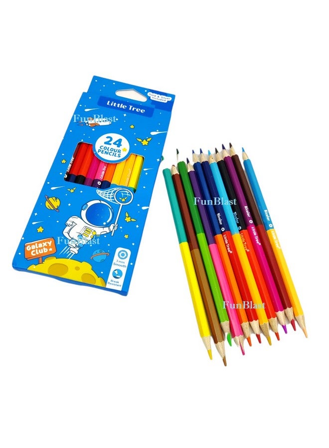 فنبلاست ألوان أقلام فن بلاست - ألوان أقلام رصاص للأطفال، ألوان أقلام رصاص للفنانين، مجموعة ألوان، هدية عيد ميلاد للأطفال، مجموعة أدوات مكتبية للأطفال، عبوة من 12 قلم تلوين مزدوج الوجهين، 24 لونًا - Image 1