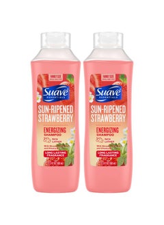 Suave Shampoo, Sun-Ripened Strawberry Family-Size 2-Pack - Energizing Shampoo With Strawberry Extract & Vitamin E, 22.5 Oz Ea  - Image 1
