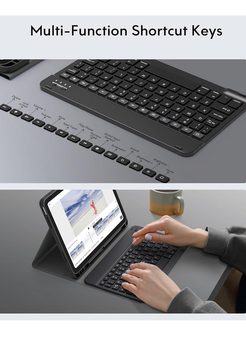 JAJEEK Keyboard Case for iPad 10th Generation 10.9-inch 2022 – Detachable Bluetooth Keyboard, Stand Folio Cover with Pencil Holder, Rechargeable Keyboard for New iPad 10th Gen (Black)  - Image 5