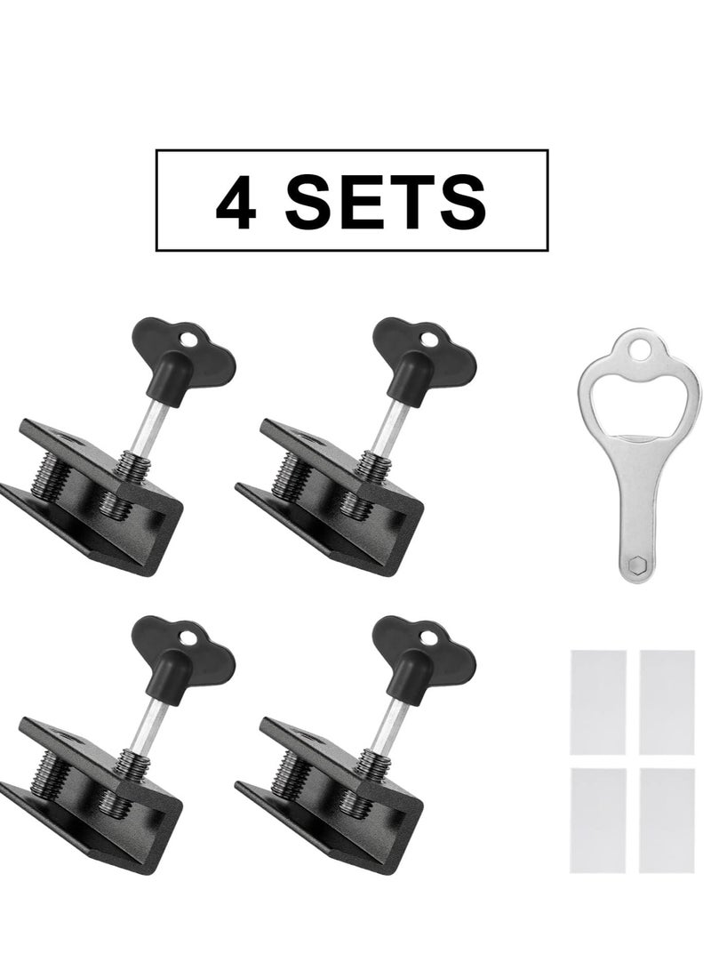 4 Sets Window locks, sliding window locks with key for vertical & horizontal sliding windows doors,easy to install,adjustable security window lock for patio bedroom home and office black - Image 1