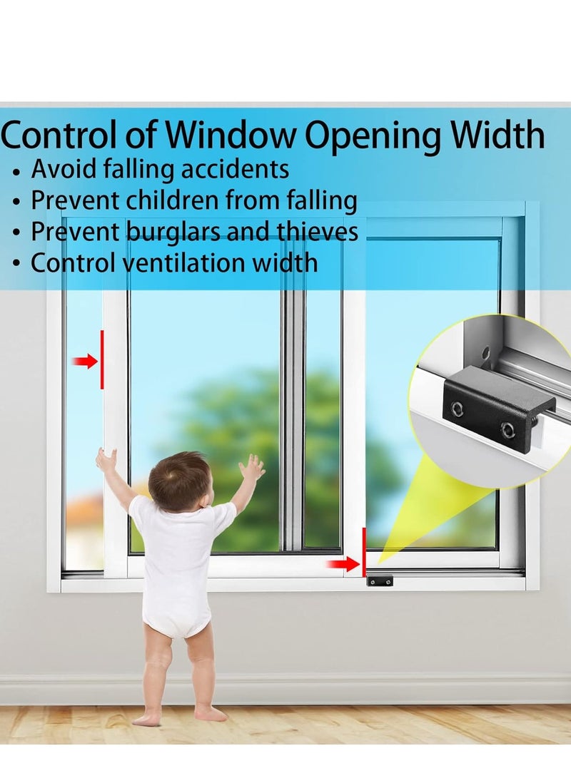4 Sets Window locks, sliding window locks with key for vertical & horizontal sliding windows doors,easy to install,adjustable security window lock for patio bedroom home and office black - Image 3