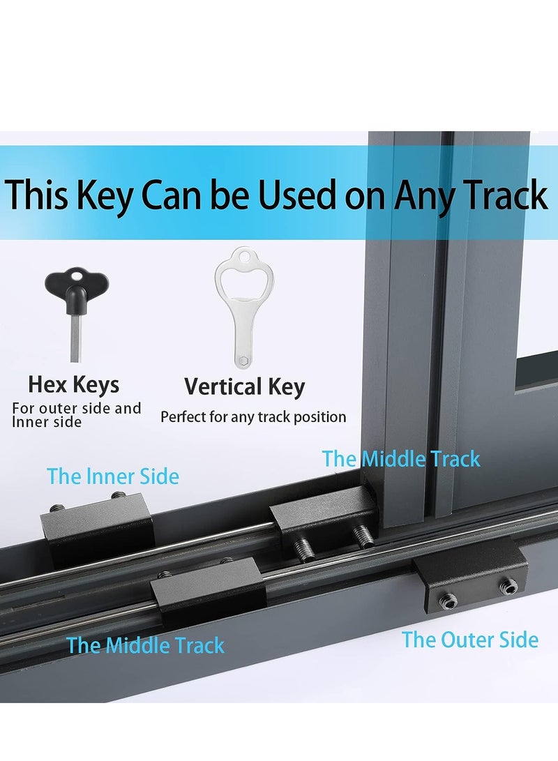 4 Sets Window locks, sliding window locks with key for vertical & horizontal sliding windows doors,easy to install,adjustable security window lock for patio bedroom home and office black - Image 4