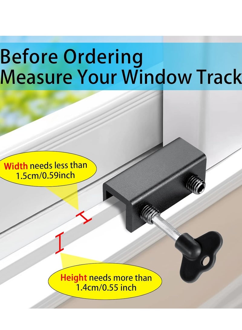 4 Sets Window locks, sliding window locks with key for vertical & horizontal sliding windows doors,easy to install,adjustable security window lock for patio bedroom home and office black - Image 2