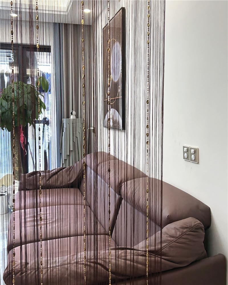 ave split 100cmX200cm Decorative Door String Curtain Beads Wall Panel Fringe Window Room Divider Blind for Wedding Coffee House Restaurant Parts Door Divider Beads Tassel Screen Decoration (coffee25) - Image 4