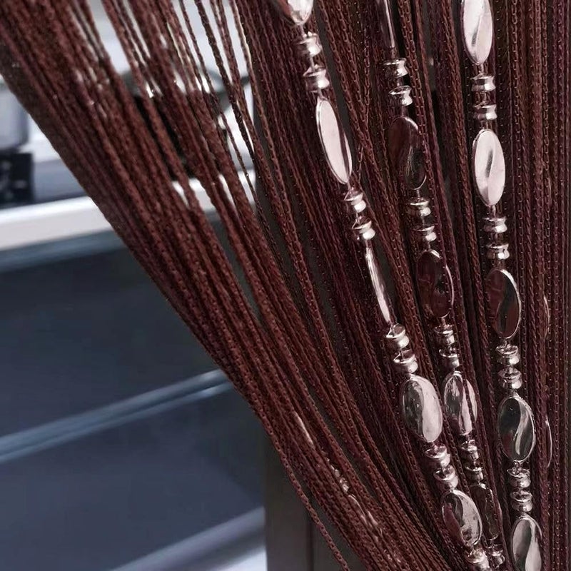 ave split 100cmX200cm Decorative Door String Curtain Beads Wall Panel Fringe Window Room Divider Blind for Wedding Coffee House Restaurant Parts Door Divider Beads Tassel Screen Decoration (coffee25) - Image 2