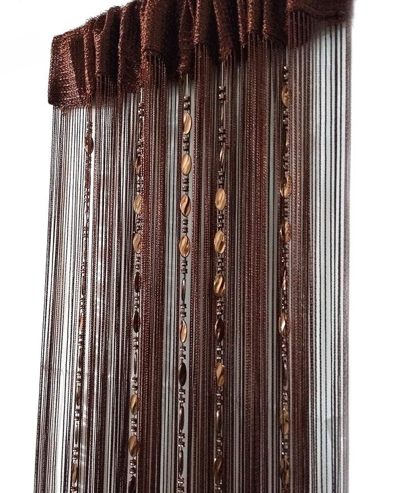 ave split 100cmX200cm Decorative Door String Curtain Beads Wall Panel Fringe Window Room Divider Blind for Wedding Coffee House Restaurant Parts Door Divider Beads Tassel Screen Decoration (coffee25) - Image 1