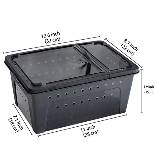 OMEM Portable Reptile Terrarium Habitat for Mini Pet Houses Breathable Holes Stackable Container 2PCSBlackL - Image 3