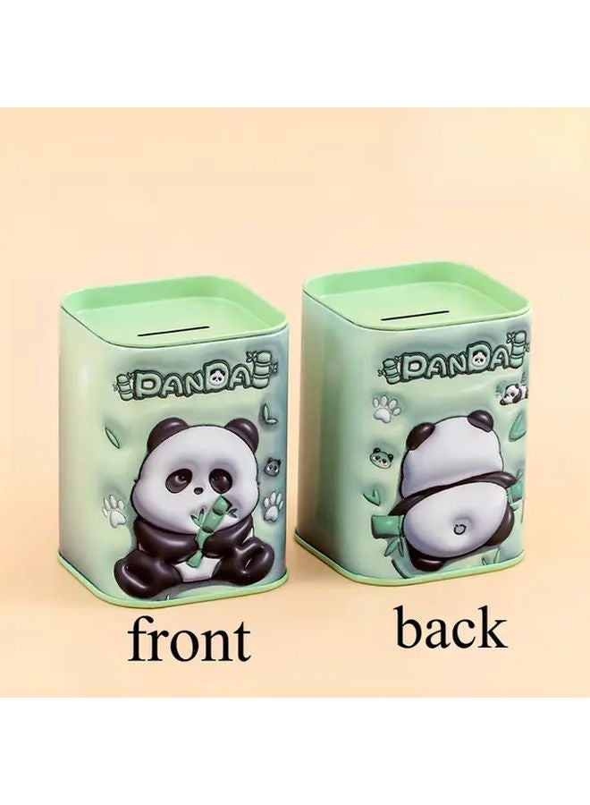 Green Panda 3D Expandable Storage Jar Pen Holder Iron Material Office School Desk Organizer - Image 1