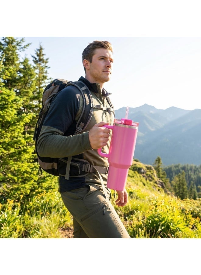 Stanley x Starbucks Collaboration 40oz Insulated Tumbler with Handle & Straw, Reusable Stainless Steel Travel Cup, Pink Leakproof Cold Hot Water Mug - Image 4